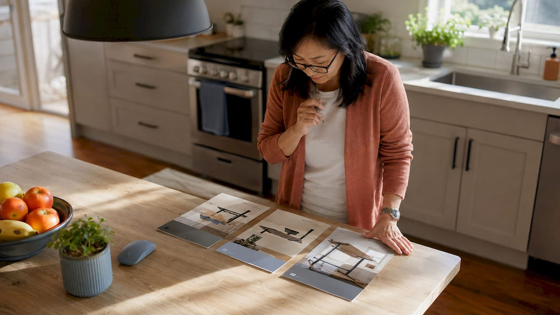 Woman reviewing standing desk alternatives