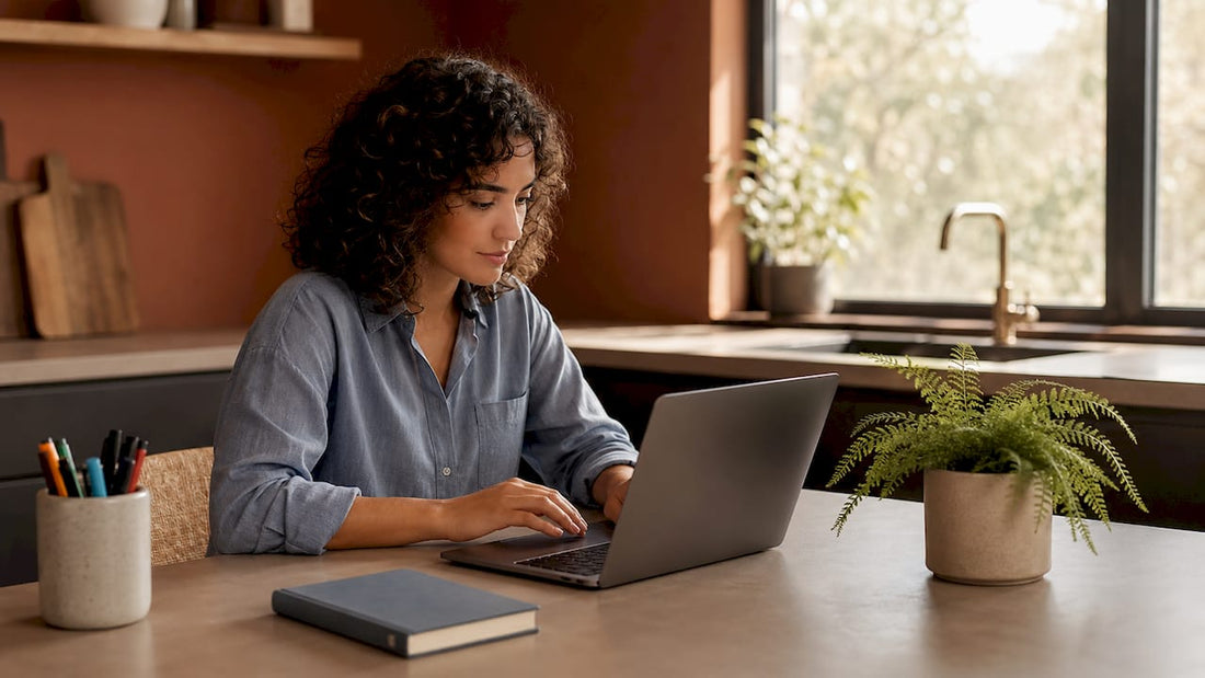 Remote worker at minimalist desk with spacious layout