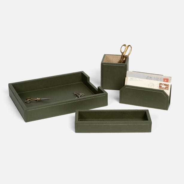 Asby Leather Desk Organizer Set