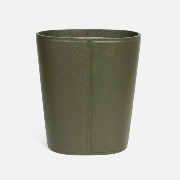 Asby Oval Leather Wastebasket