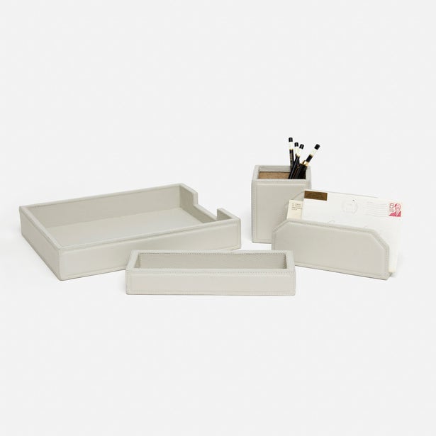 Asby Leather Desk Organizer Set