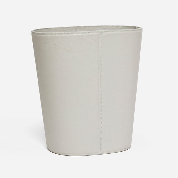 Asby Oval Leather Wastebasket