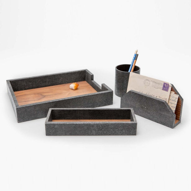 Crosby Faux Shagreen Desk Organizer Set