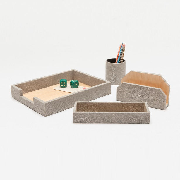 Crosby Faux Shagreen Desk Organizer Set