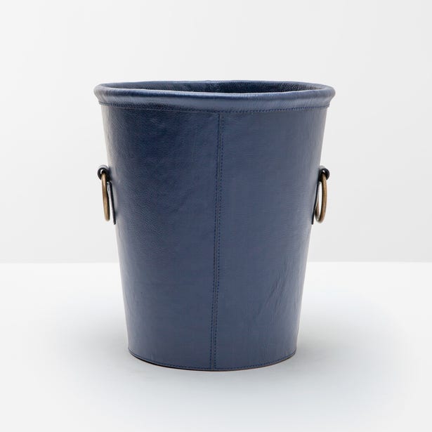 Ogden Round Leather Wastebasket