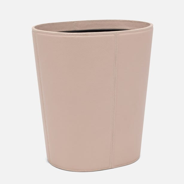 Asby Oval Leather Wastebasket
