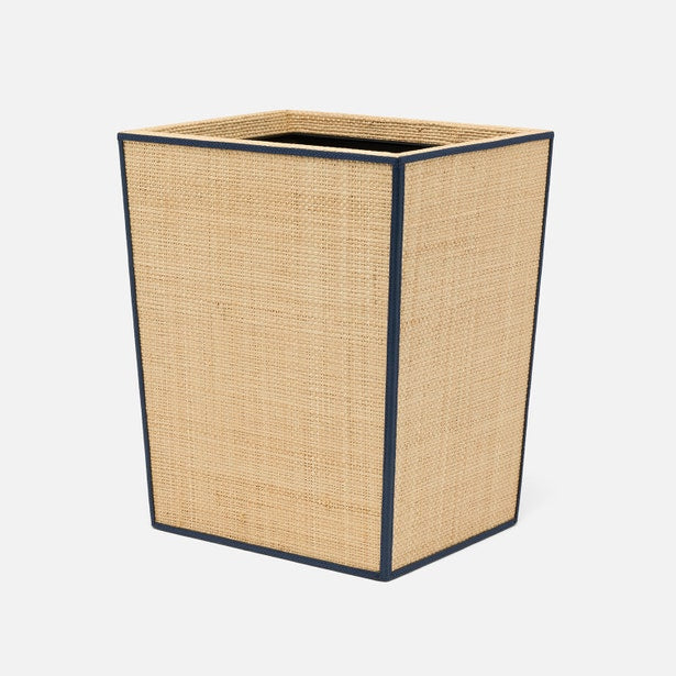 Hanford Raffia & Leather Wastebasket