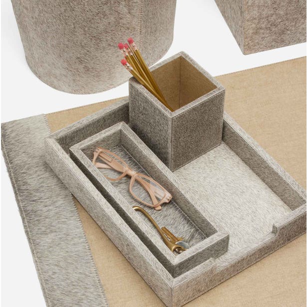 Hyde Hair-on-Hide Desk Organizer Set