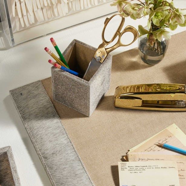 Hyde Hair-on-Hide Desk Organizer Set