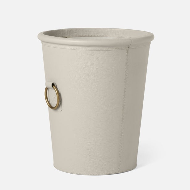 Ogden Round Leather Wastebasket