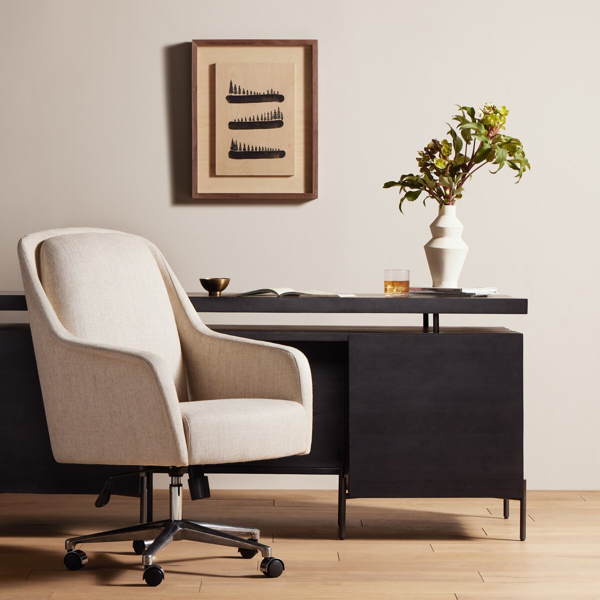 Verne Cream Upholstered Desk Chair