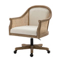 Felix Upholstered Desk Chair With Wicker Caning