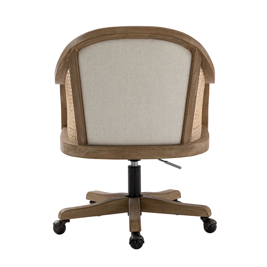 Felix Upholstered Desk Chair With Wicker Caning