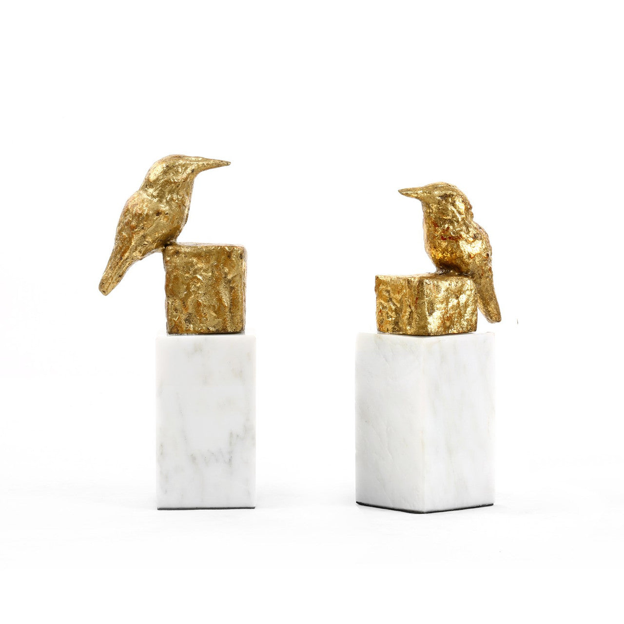 Gold Leaf Finch Statues (Set of Two)